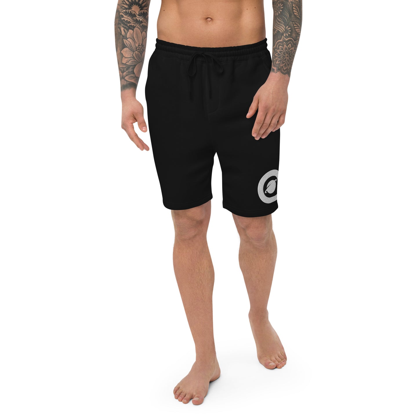 AvatarStarz Men's fleece shorts - Black/White Icon Embroidered